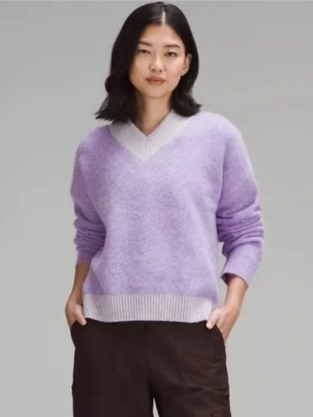 Lululemon Alpaca Wool-Blend V-Neck Sweater Heather Digital Lavender Size Small